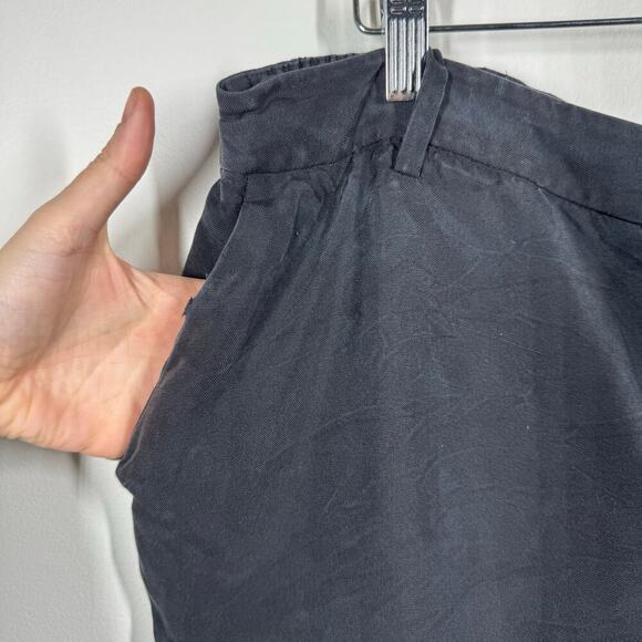 Lauren Ralph Lauren Pants Women 16W Black Wide Leg 100% Silk Trouser Pocket Gray - Picture 6 of 6